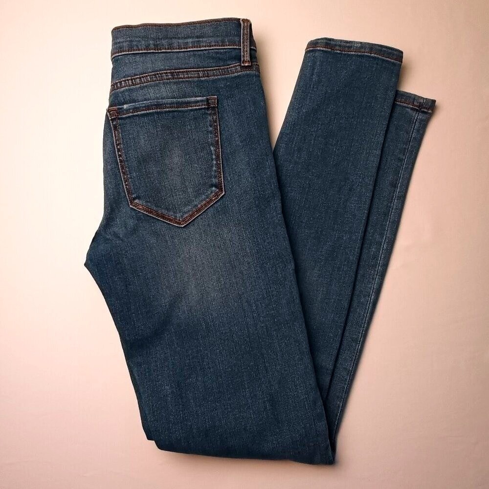 Banana Republic Womens Distressed Mid Rise Skinny Jeans Size 28/6 Blue Stretch